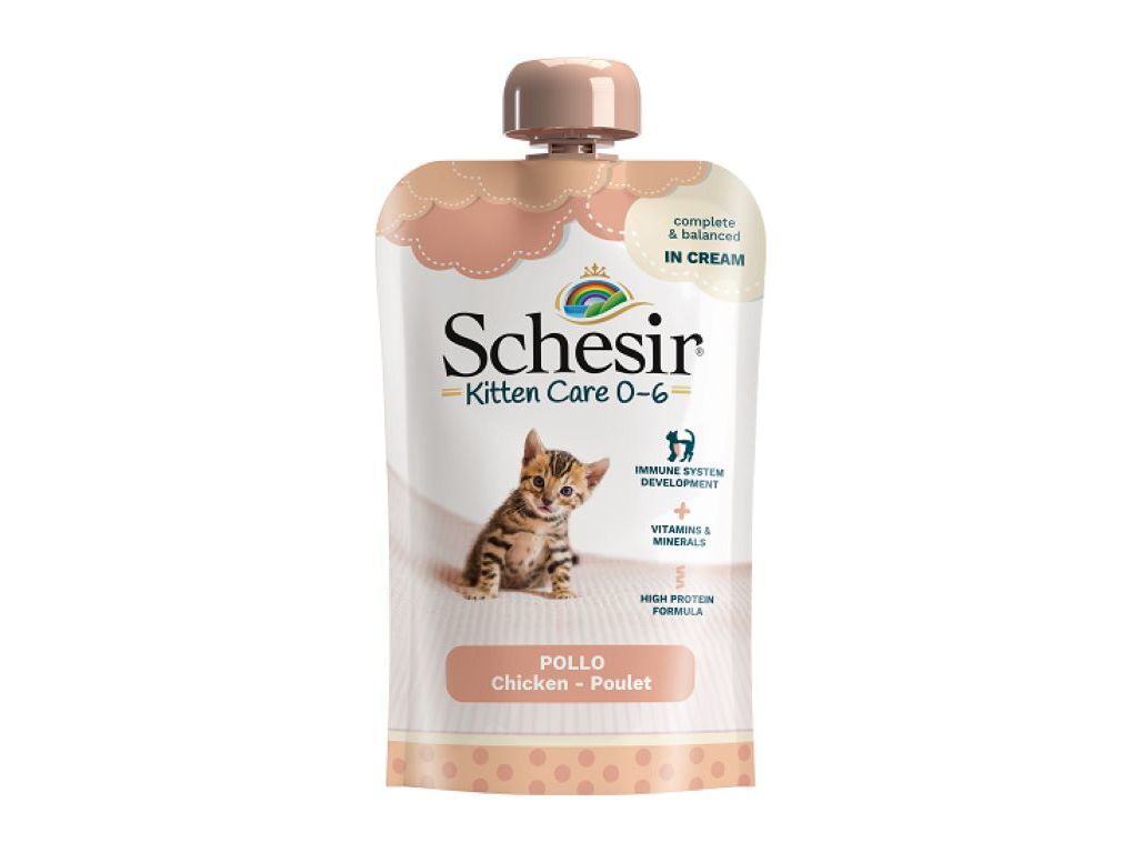 COMIDA H&Uacute;MIDA GATO SCHESIR J&Uacute;NIOR MOUSSE FRANGO 150G image number 1