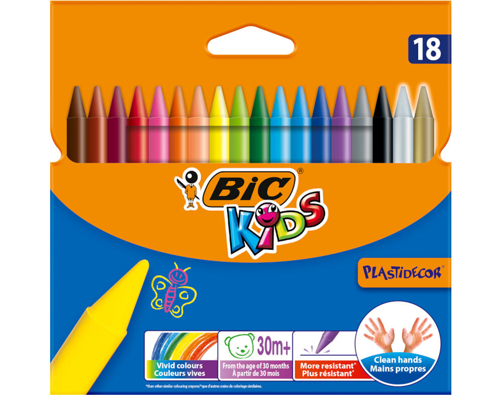 L&Aacute;PIS DE CERA KIDS BIC PLASTIDECOR 18 UNIDADES image number 0