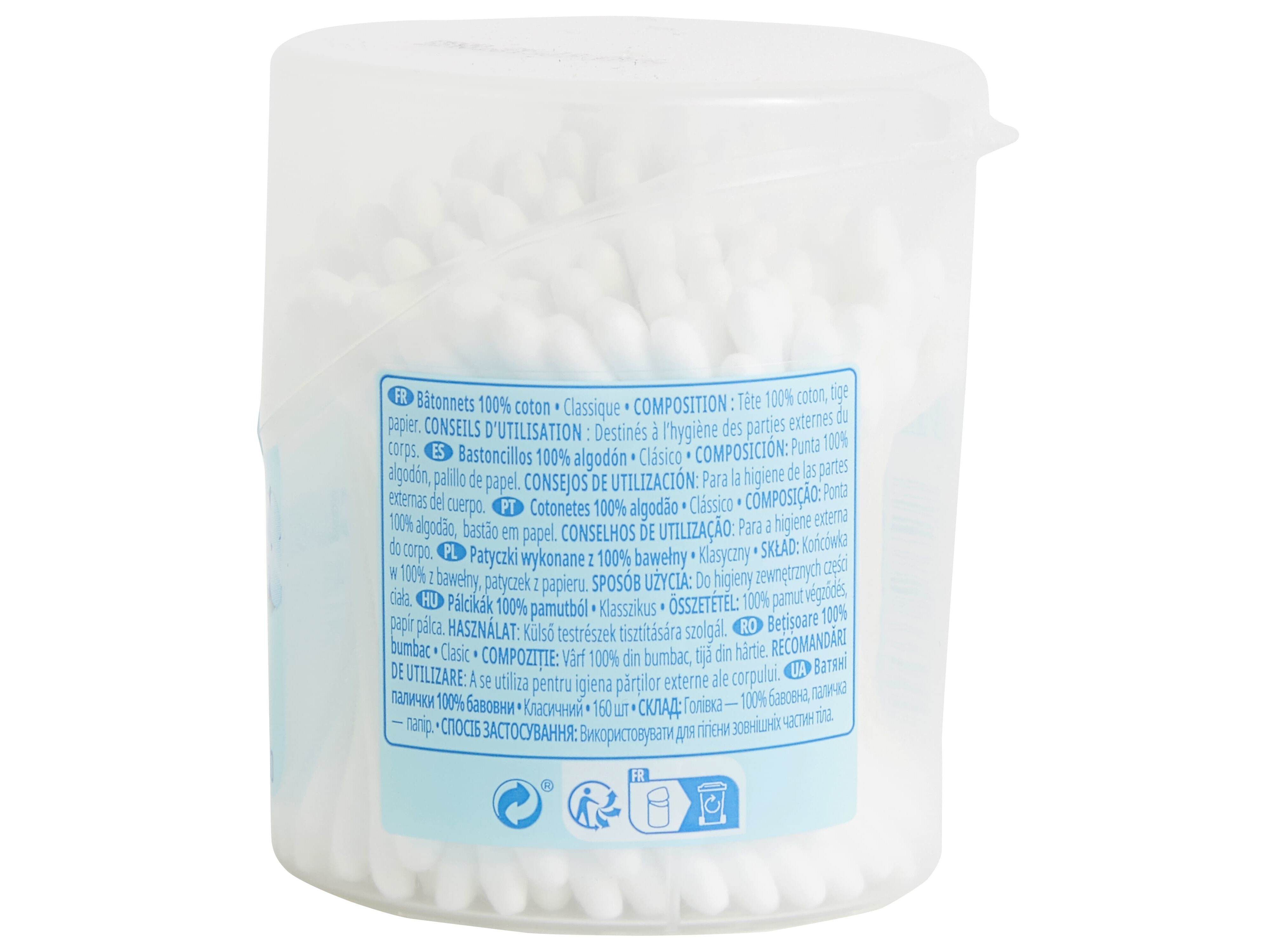 COTONETES AUCHAN CAIXA REDONDA ALGOD&Atilde;O COM CABO PAPEL 160UN image number 2