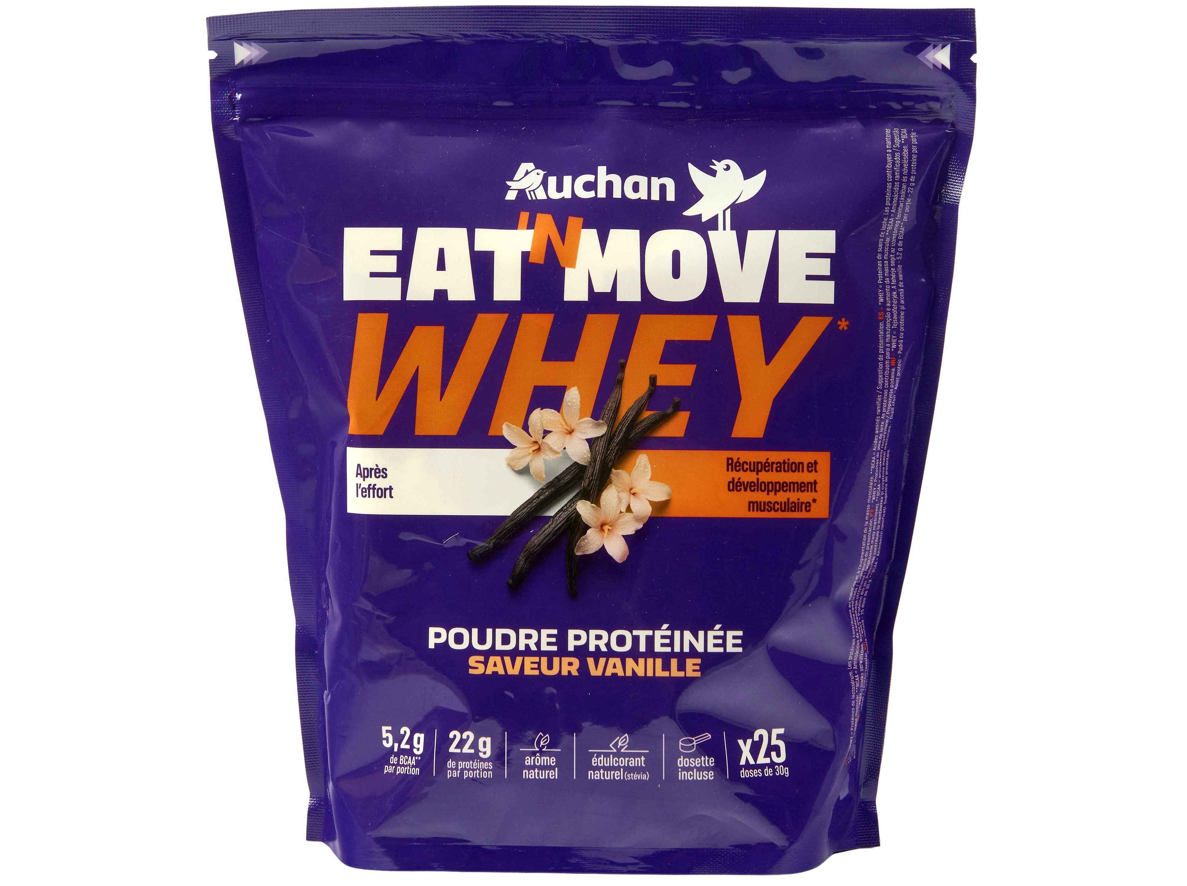 PROTE&Iacute;NA WHEY AUCHAN EAT'N MOVE BAUNILHA 750G