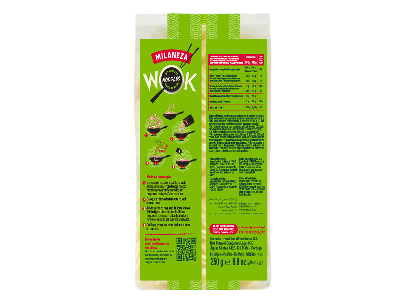 WOK NOODLES MILANEZA MASSAS 250G image number 1