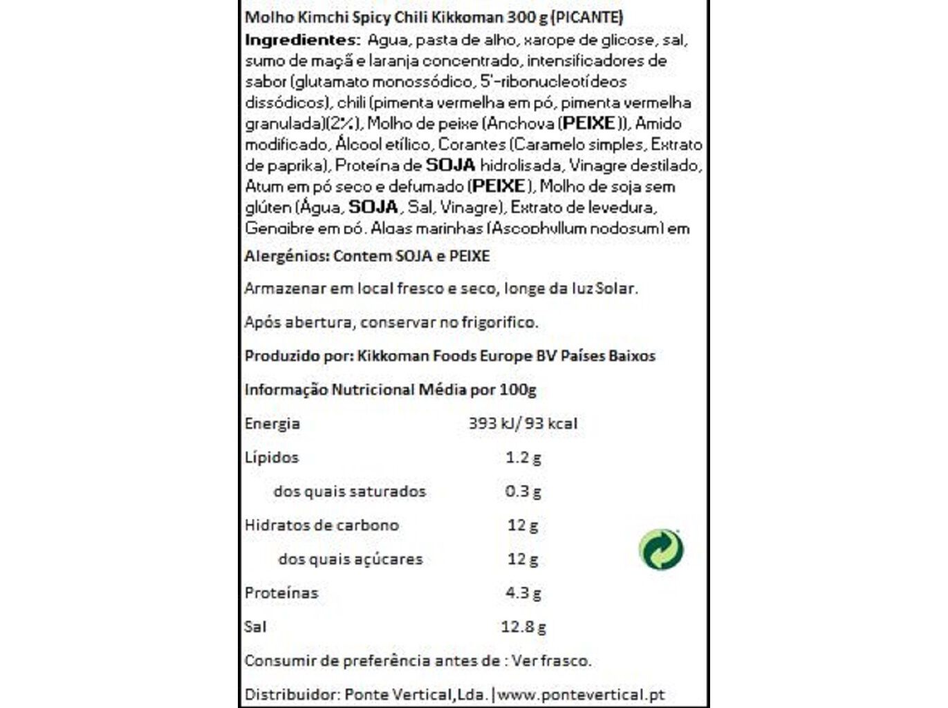 MOLHO KIMCHI KIKKOMAN SPICY 300 G image number 1