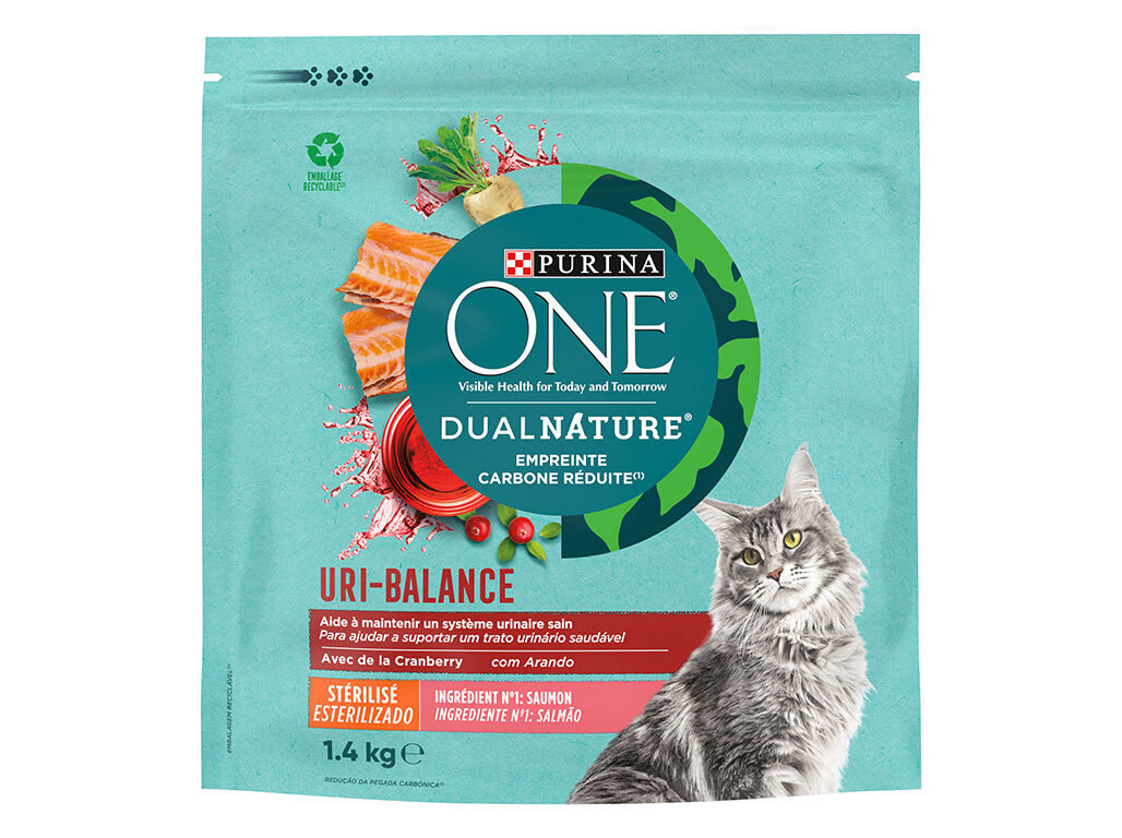 RA&Ccedil;&Atilde;O PARA GATO PURINA ONE DUAL NATURE ESTERILIZADO SALM&Atilde;O 1.4KG image number 1