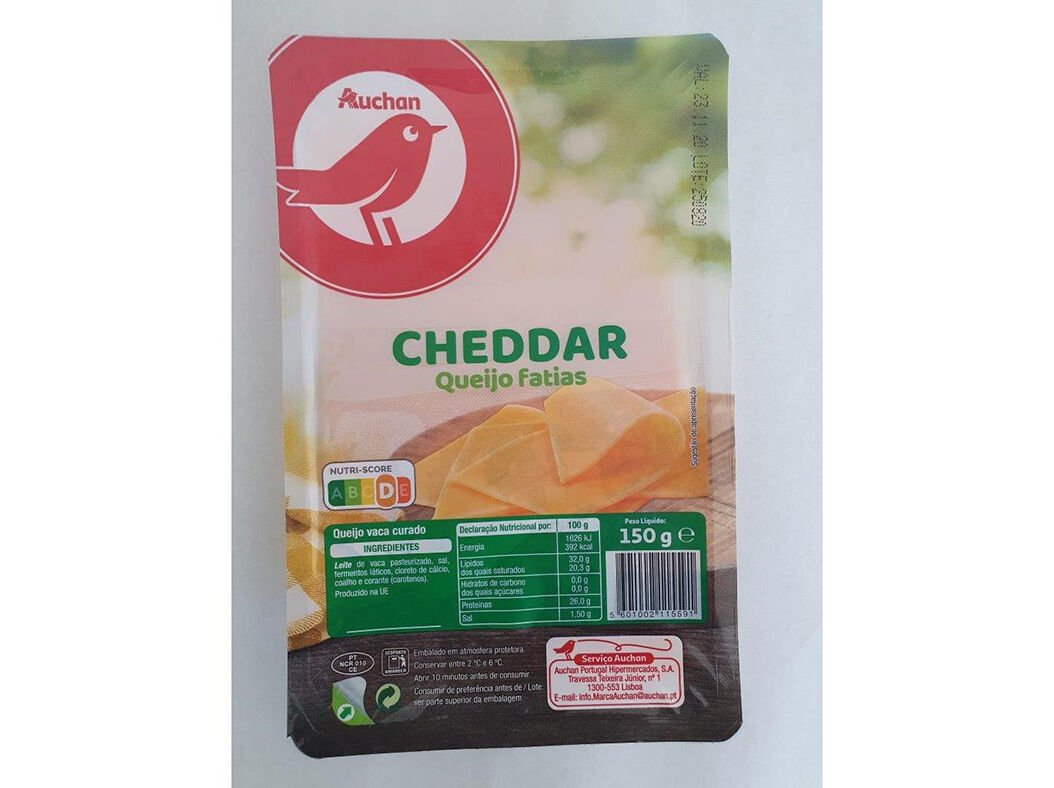 QUEIJO CHEDDAR AUCHAN FATIAS 150 G