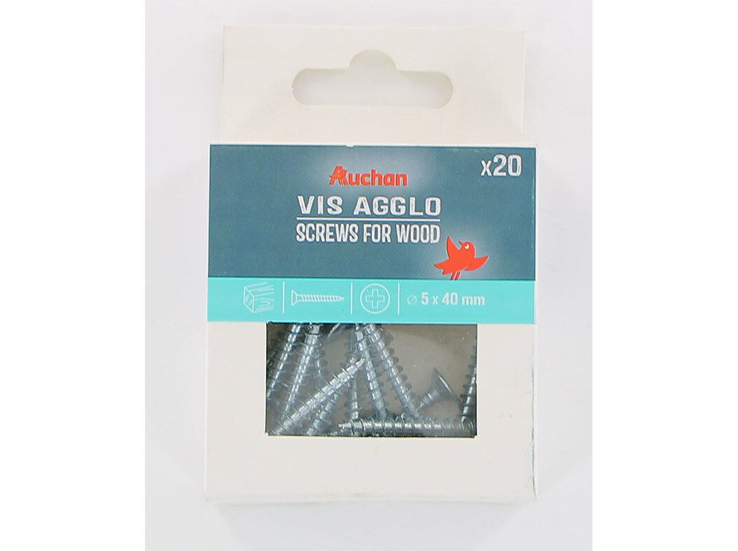 PARAFUSO PARA MADEIRA AUCHAN 20 PE&Ccedil;AS 5X40MM image number 0