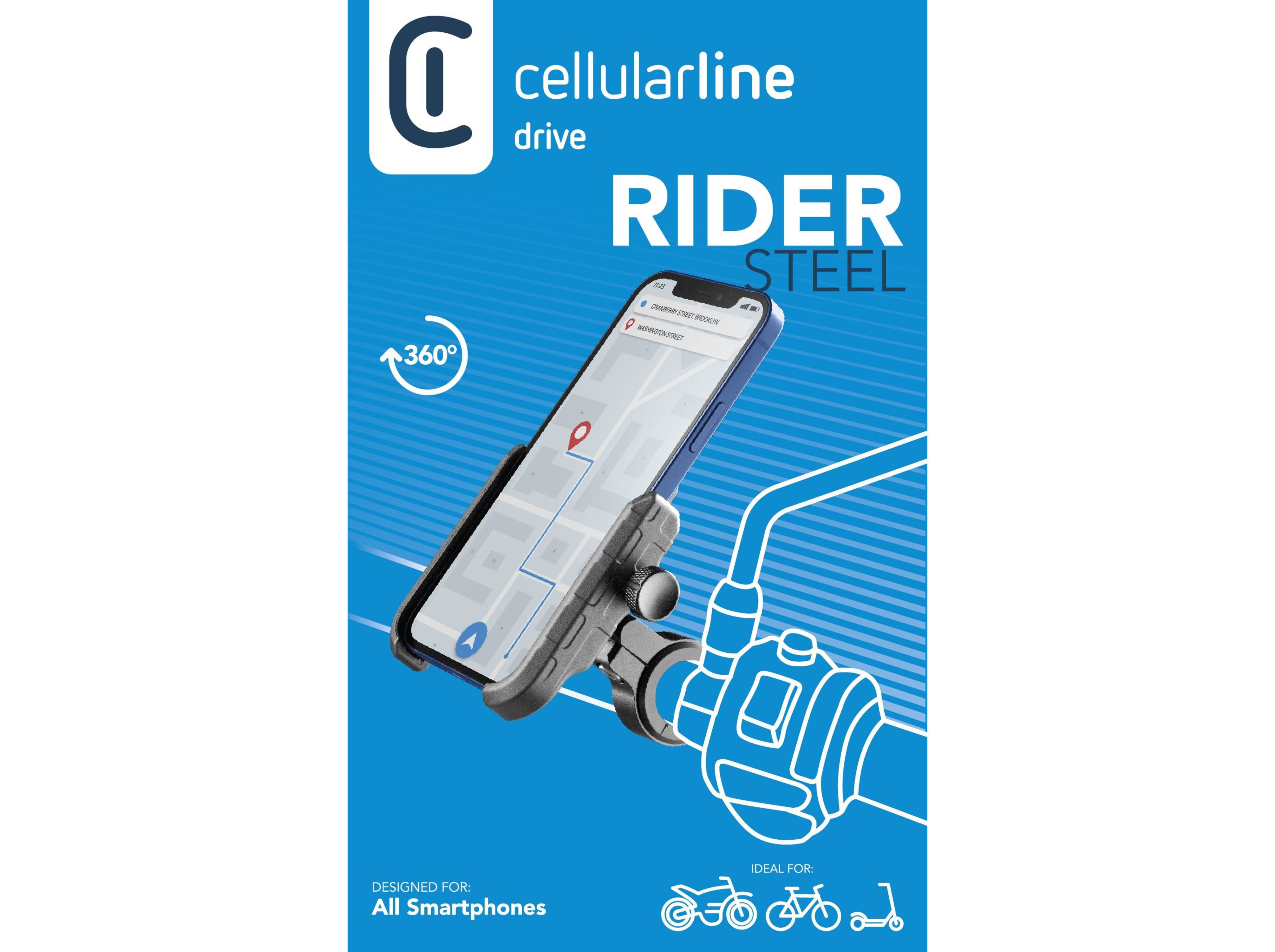 SUPORTE DE TELEM&Oacute;VEL CELLULARLINE PARA BICICLETA E MOTO image number 1