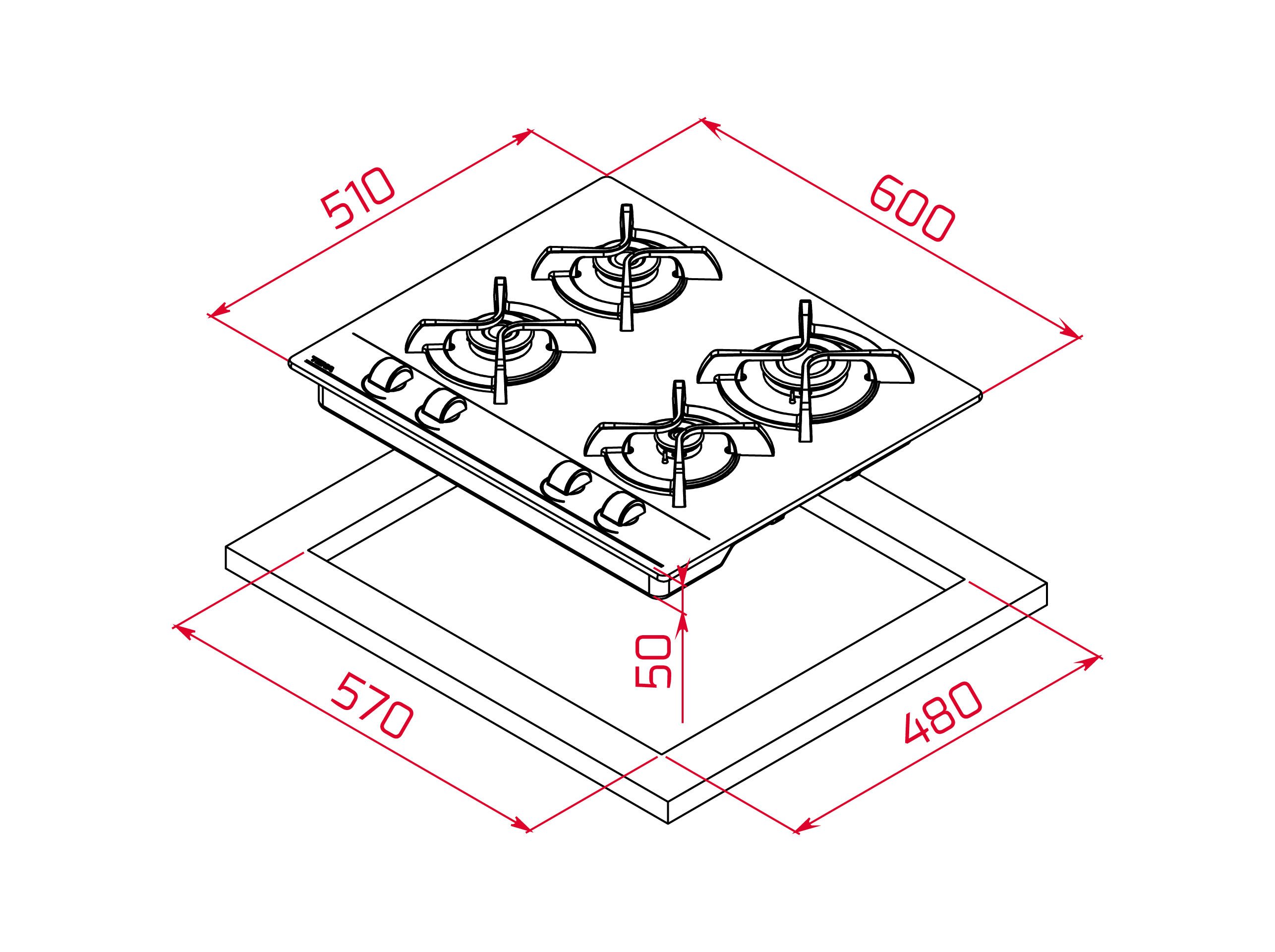 PLACA CRISTAL A GAS BUTANO TEKA GBE 64000 KBA BK 60CM image number 2