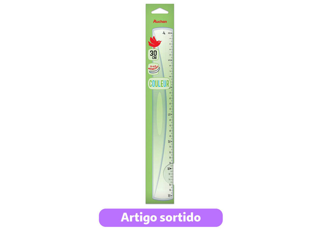 R&Eacute;GUA INQUEBR&Aacute;VEL AUCHAN 30CM CORES SORTIDAS