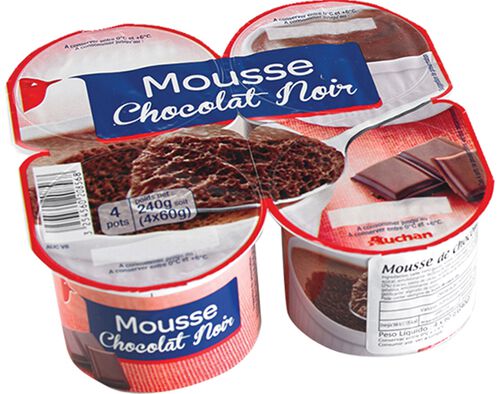 MOUSSE AUCHAN CHOCOLATE PRETO 4X60G image number 0