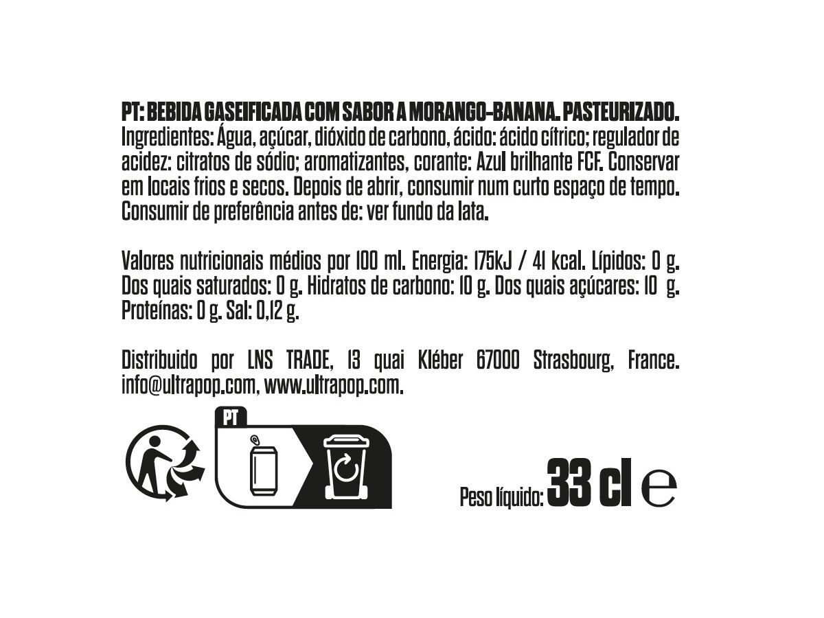 BEBIDA COM G&Aacute;S ULTRAPOP MORANGO BANANA DRAGONBALL 330ML image number 1