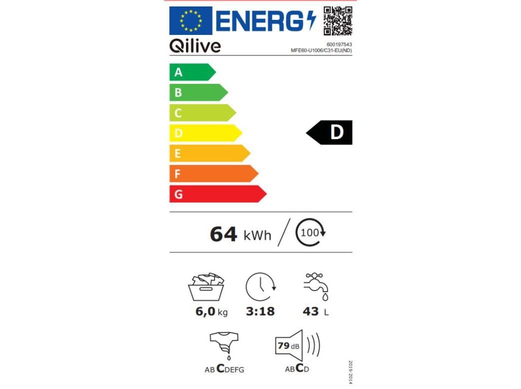 M&Aacute;QUINA LAVAR ROUPA QILIVE Q.6543 - BRANCO D 6KG image number 1