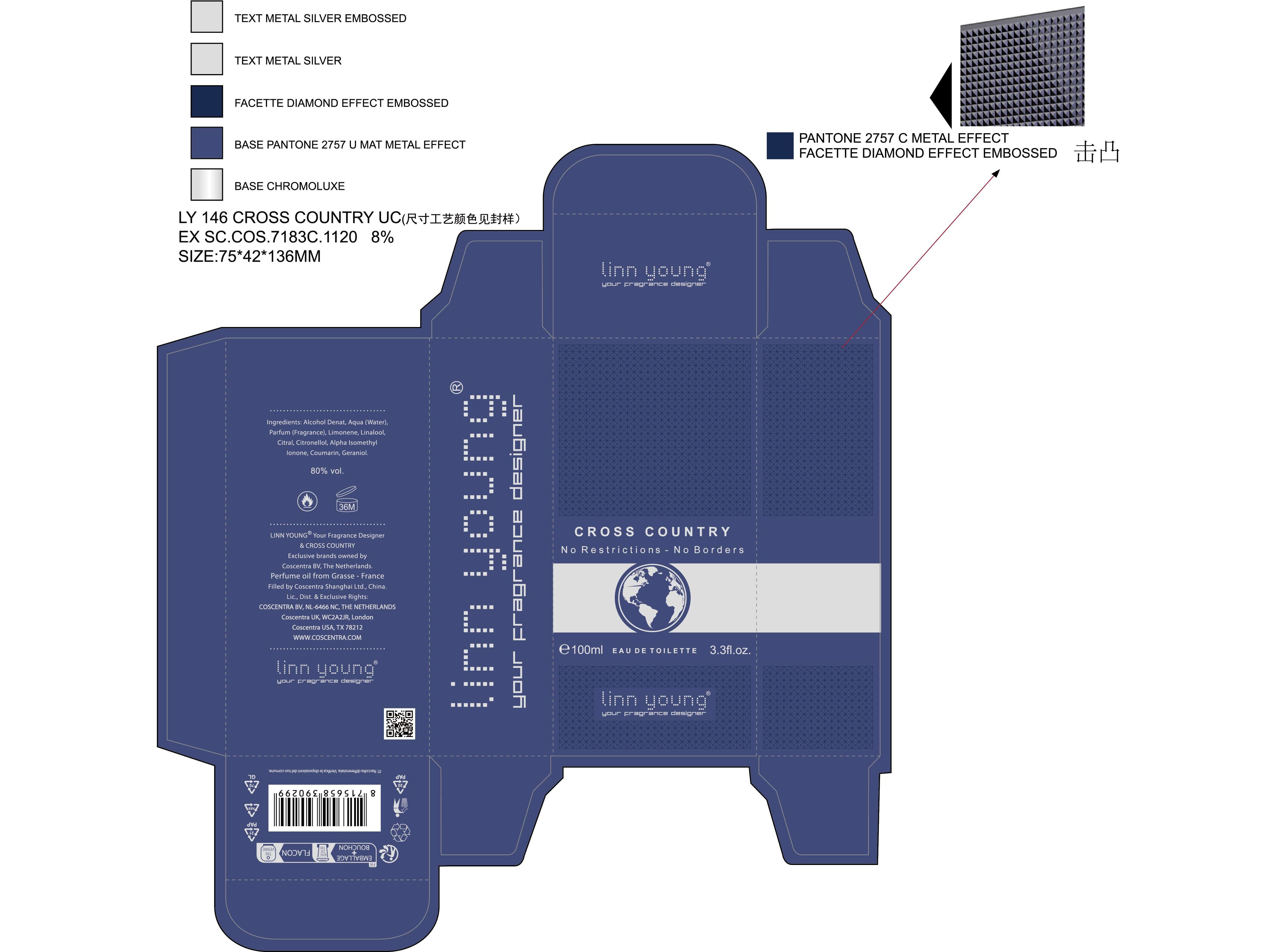 EAU DE TOILETTE LINN YOUNG CROSS COUNTRY 100ML image number 1