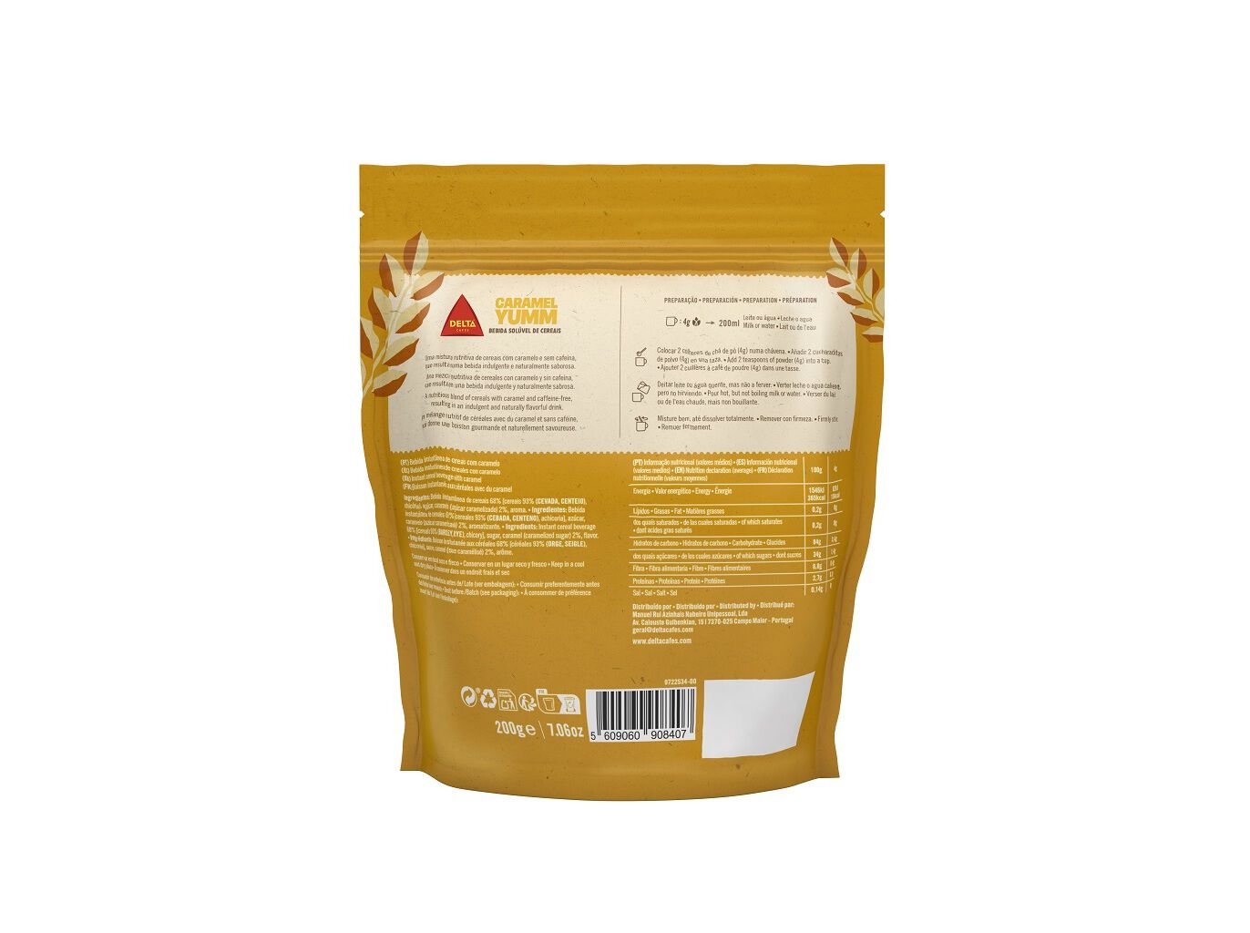 BEBIDA SOL&Uacute;VEL DELTA CEREAIS E CARAMELO 200G image number 1