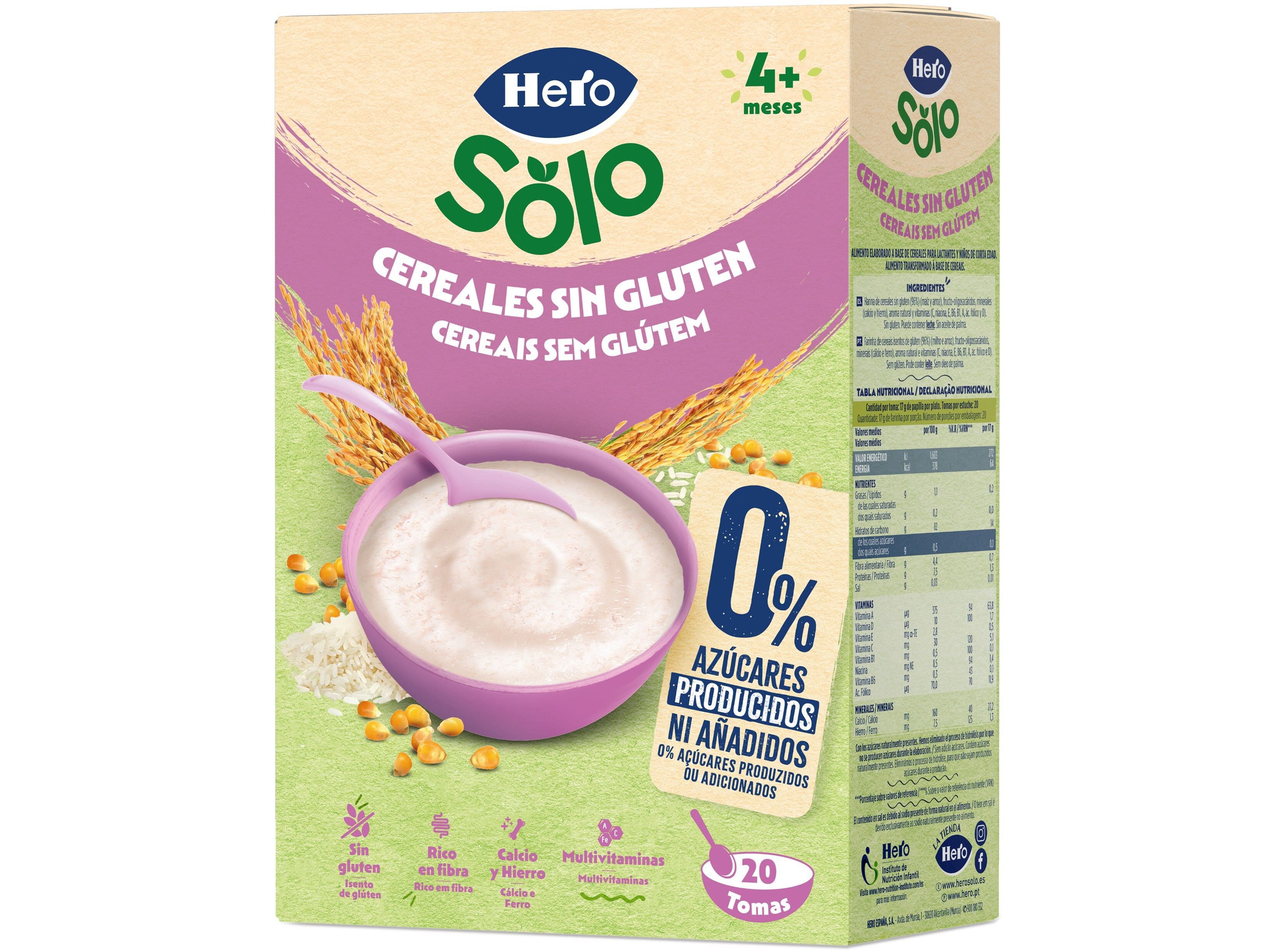 FARINHA N&Atilde;O L&Atilde;CTEA HERO CEREAIS SEM GLUTEN 340G