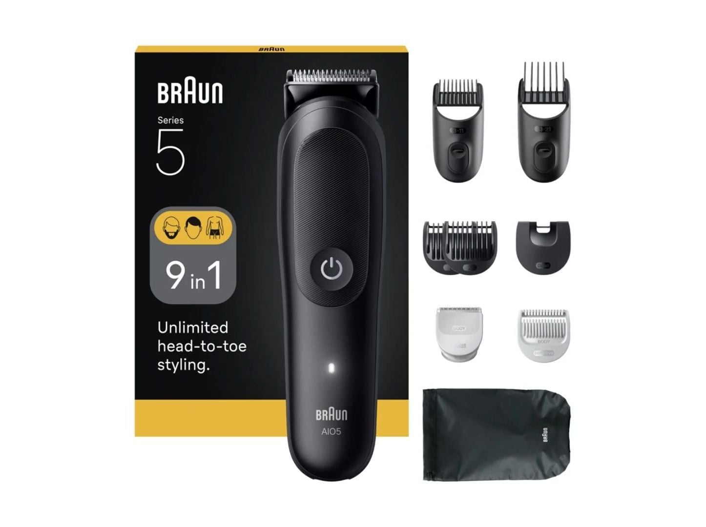 APARADOR MULTIFUN&Ccedil;&Otilde;ES BRAUN MGK5540 9 EM 1 PARA BARBA CABELO E CORPO