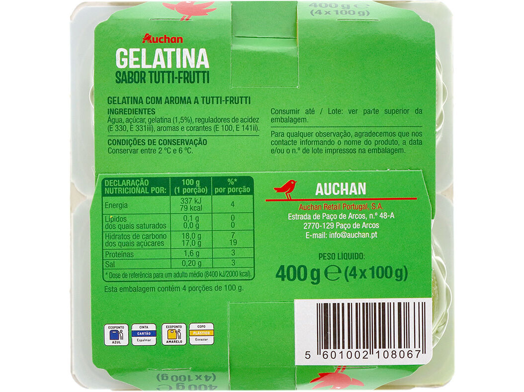 GELATINA AUCHAN TUTTI FRUTTI 4X100G image number 2
