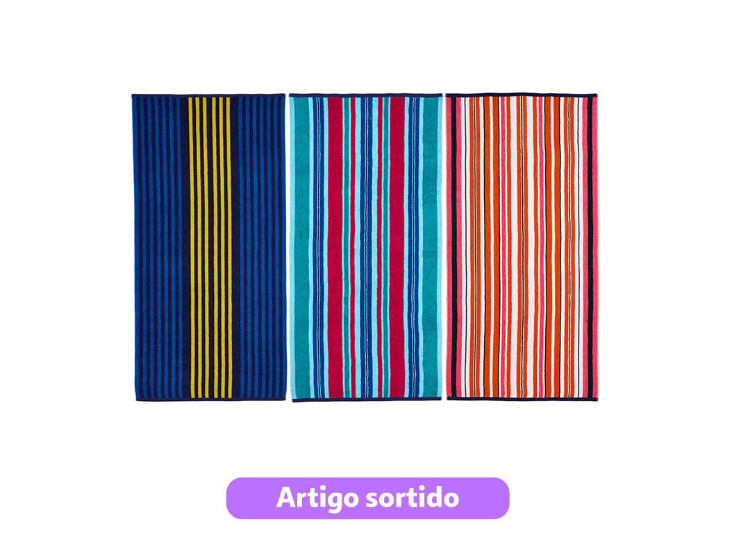 TOALHA PRAIA TURCA ACTUEL RISCAS 90X180CM CORES SORTIDAS