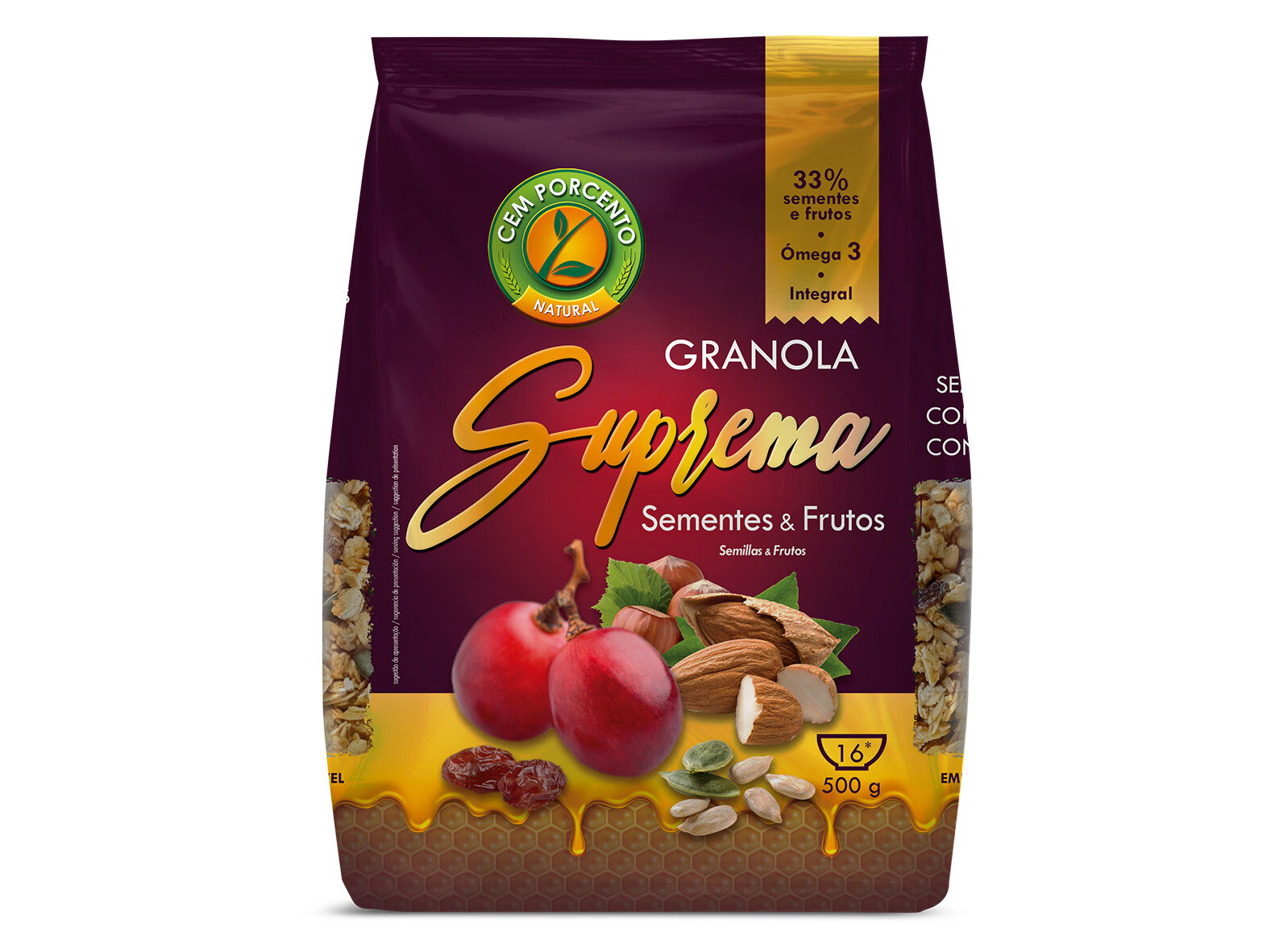 GRANOLA CEM PORCENTO SUPREMA SEMENTES & FRUTOS 500 G image number 0