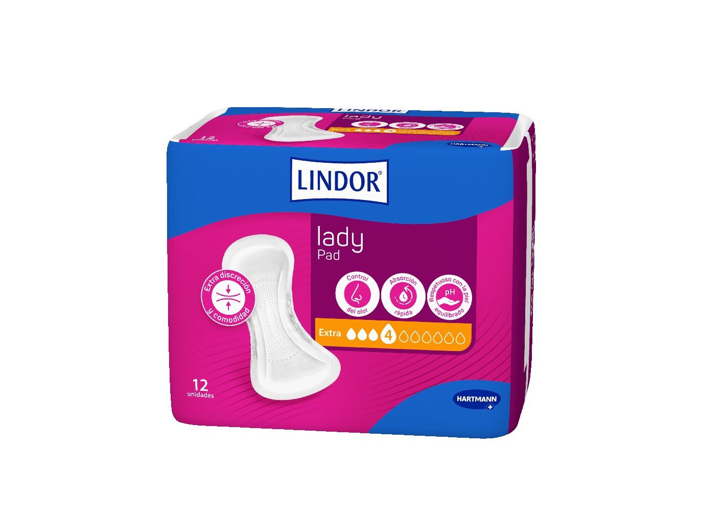 PENSOS INCONTIN&Ecirc;NCIA LINDOR LADY EXTRA 4G 12UN image number 0