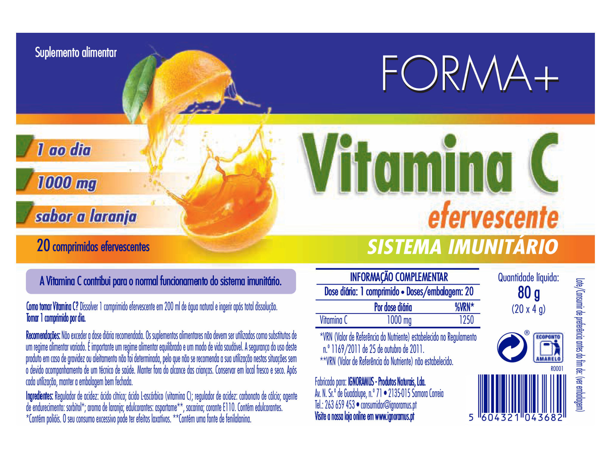 SUPLEMENTO FORMA+ VITAMINA C EFERVESCENTE 20 COMP image number 1