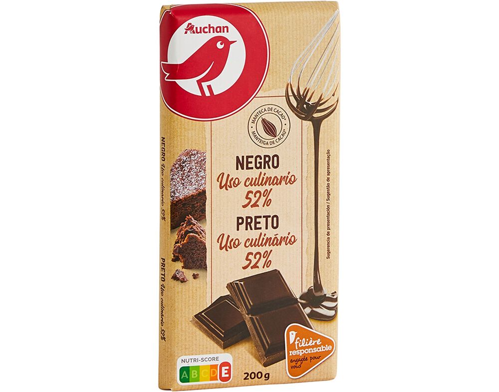 CHOCOLATE NEGRO AUCHAN COB CULIN&Aacute;RIA 52% 200G