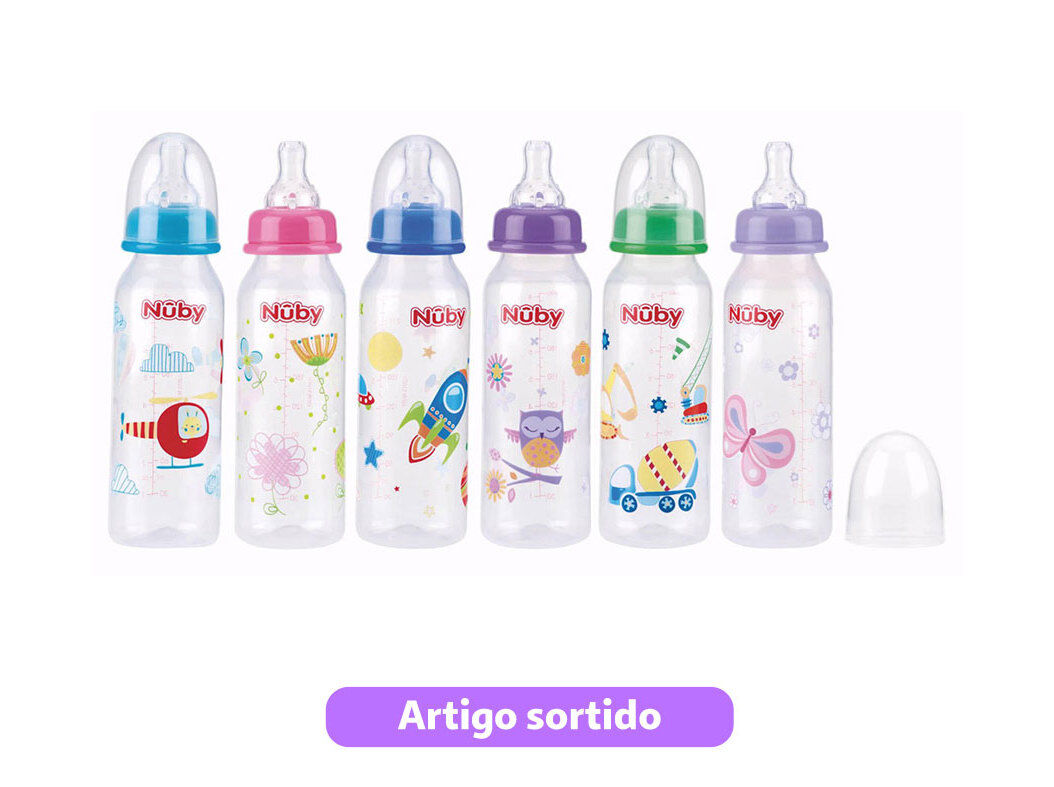 BIBER&Atilde;O INQUEBR&Aacute;VEL FLUXO 1/2/3 NUBYTET EM SILICONE 240ML MODELOS SORTIDOS
