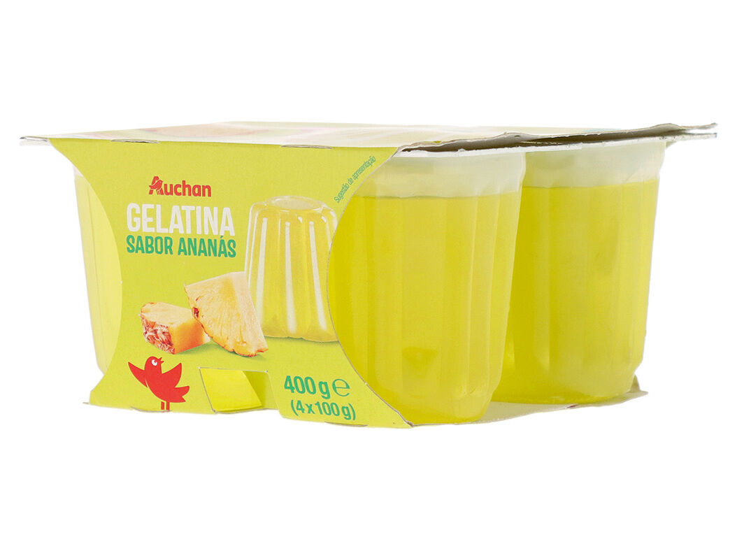 GELATINA AUCHAN ANAN&Aacute;S 4X100G image number 1