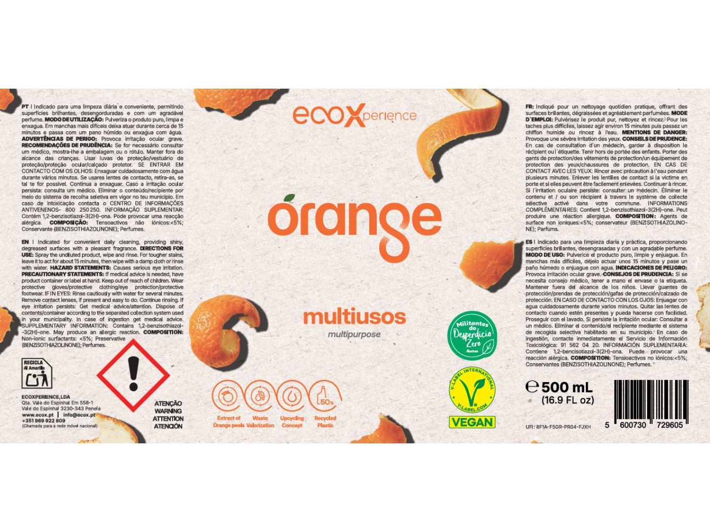 LIMPEZA MULTISUPERF&Iacute;CIES ECOX ORANGE SPRAY 500ML image number 1