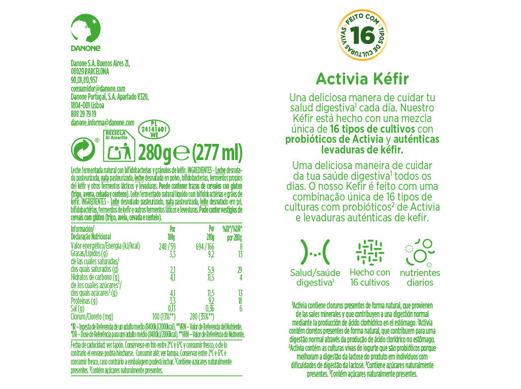 KEFIR ACTIVIA NATURAL 280G image number 1
