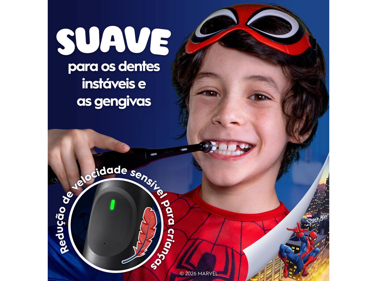 ESCOVA EL&Eacute;CTRICA IO ORAL-B KIDS 6+ SPIDERMAN 1UN image number 3