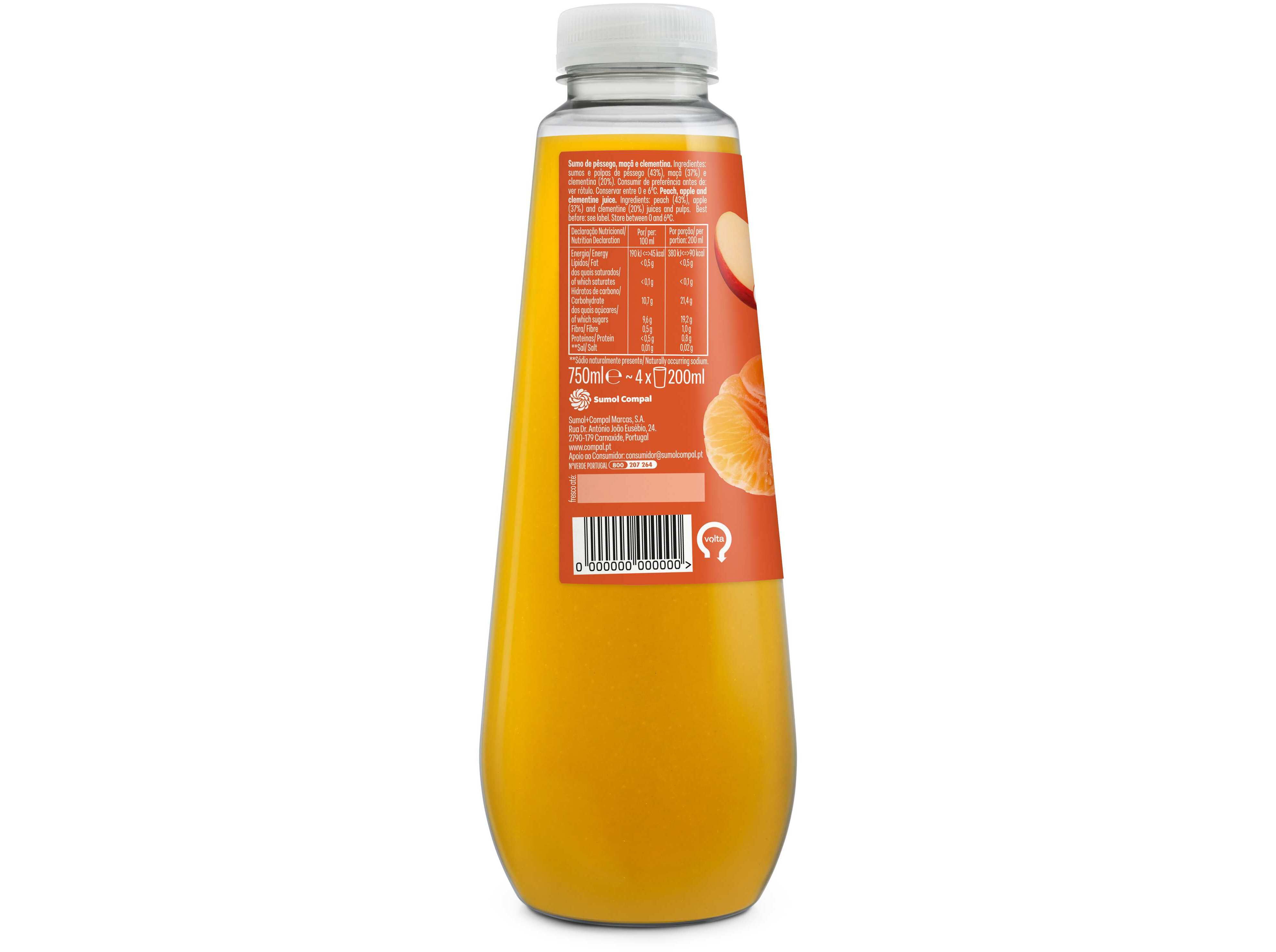 SUMO COMPAL FRESCO PESSEGO CLEMENTINA 0.75L (SDR) image number 1