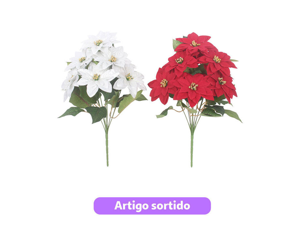 RAMO DE POINS&Eacute;TIAS ACTUEL COM 9 FLORES 40CM CORES SORTIDAS image number 0