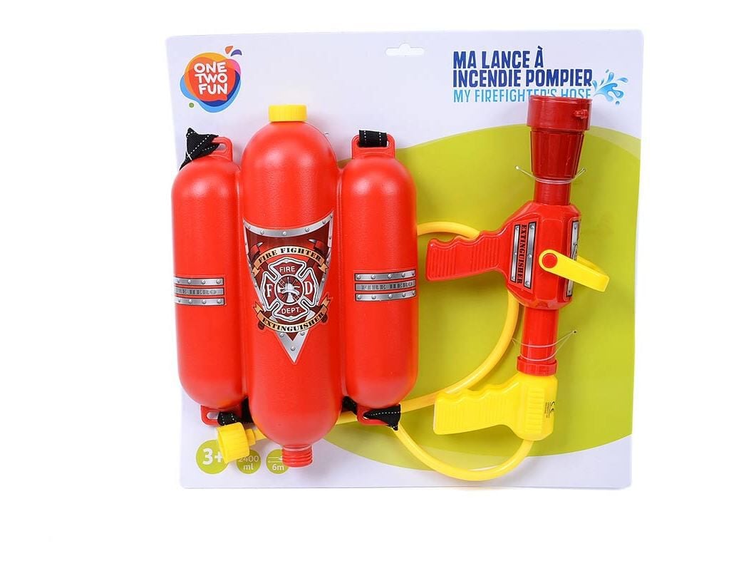 MOCHILA DE &Aacute;GUA ONE TWO FUN BOMBEIRO COM PISTOLA