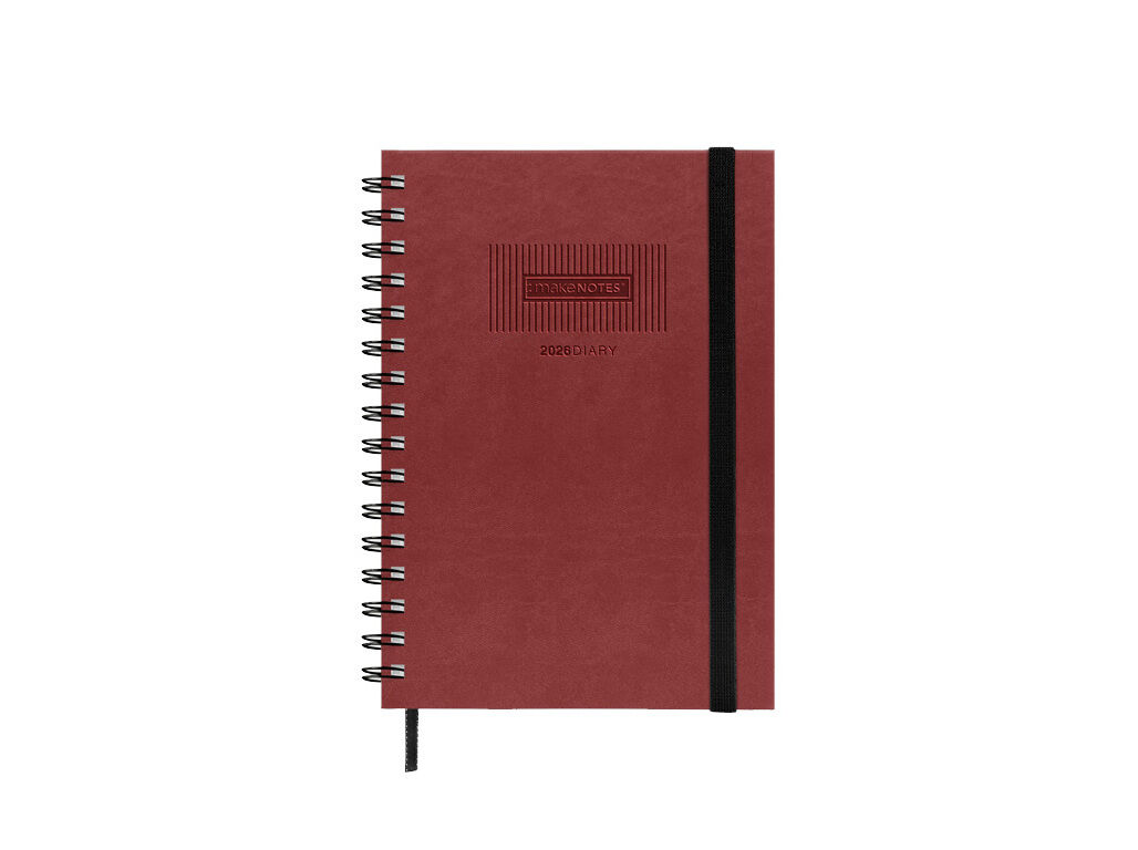 AGENDA SEMANAL 2026 A5 MAKENOTES ESPIRAL BORDEAUX