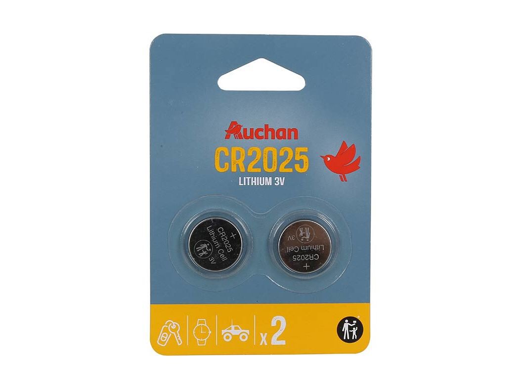 PACK 2 PILHAS BOT&Atilde;O LITIUM AUCHAN STANDARD CR2025 image number 0
