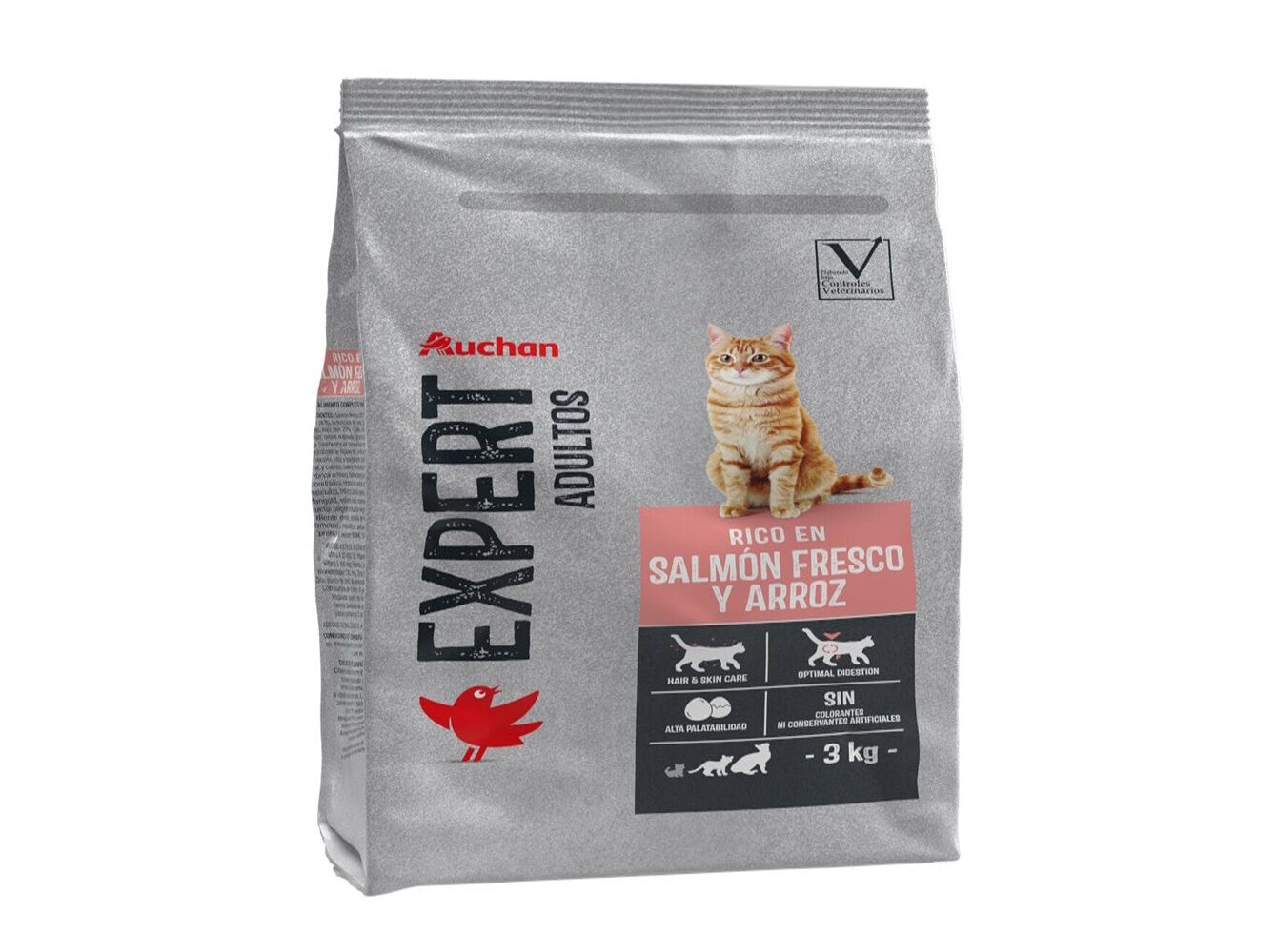 RA&Ccedil;&Atilde;O GATO AUCHAN EXPERT SALM&Atilde;O E ARROZ 3KG