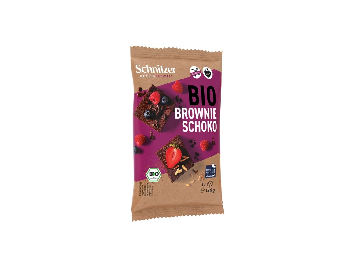 BROWNIE CHOCOLATE SCHNITZER SEM GL&Uacute;TEN BIO 140 G