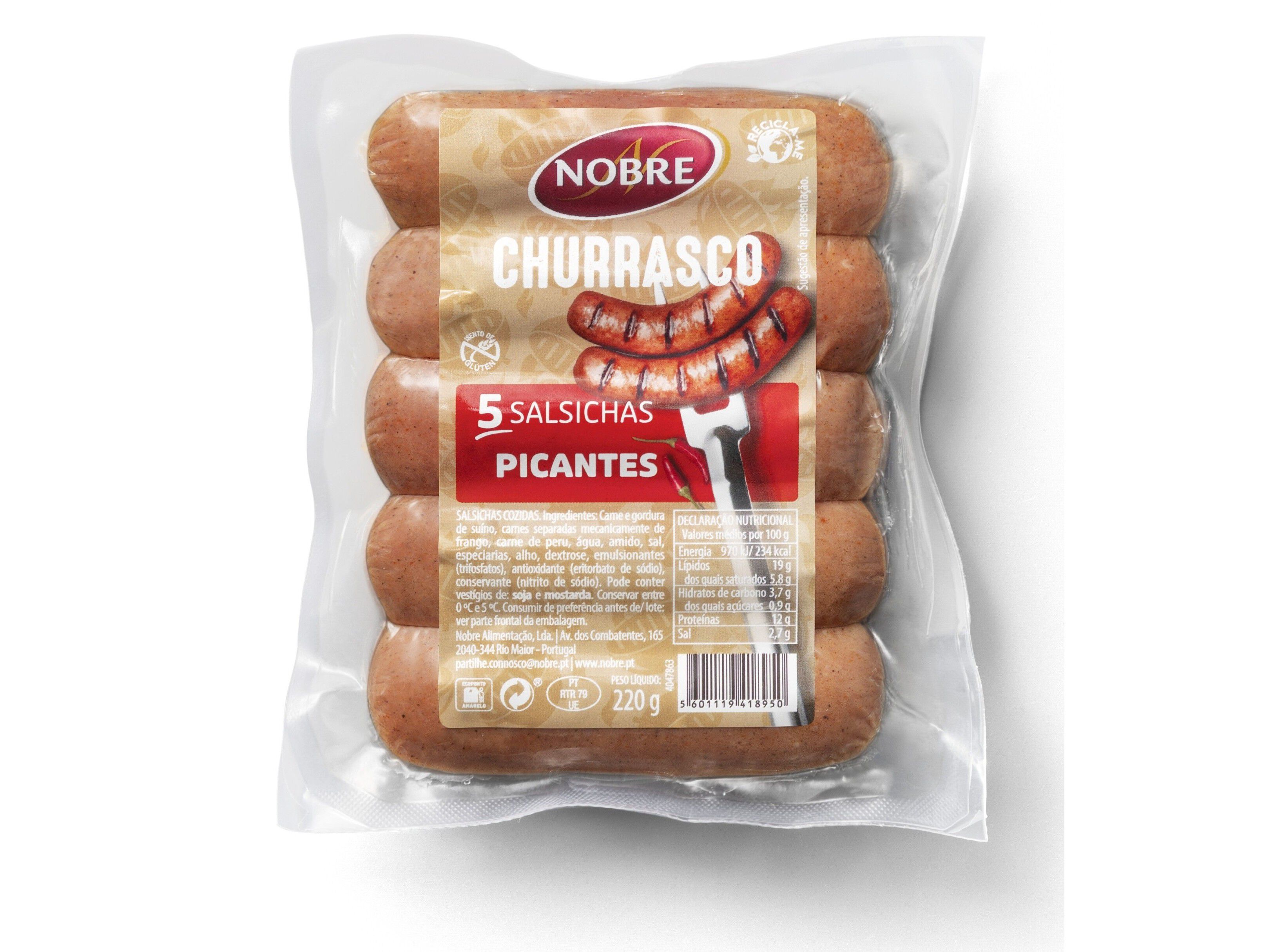 SALSICHAS CHURRASCO NOBRE PICANTE 220G image number 1