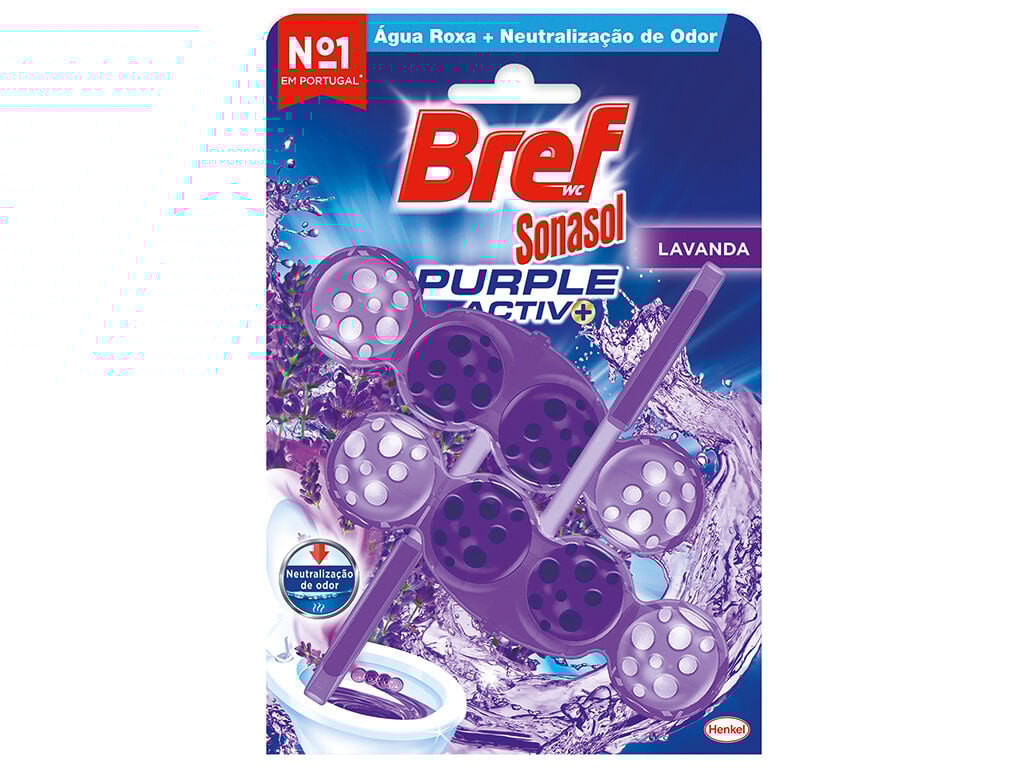BLOCO BREF SONASOL SANIT&Aacute;RIO WC PURPLE ACTIVE LAVANDA 2X50G