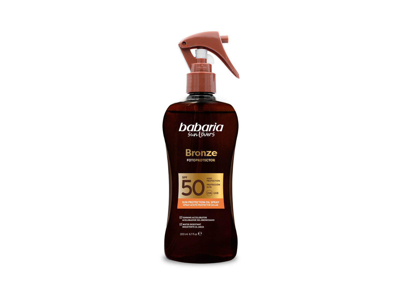 &Oacute;LEO PROTE&Ccedil;&Atilde;O SOLAR BABARIA C&Ocirc;CO BRONZE SPF50 200ML