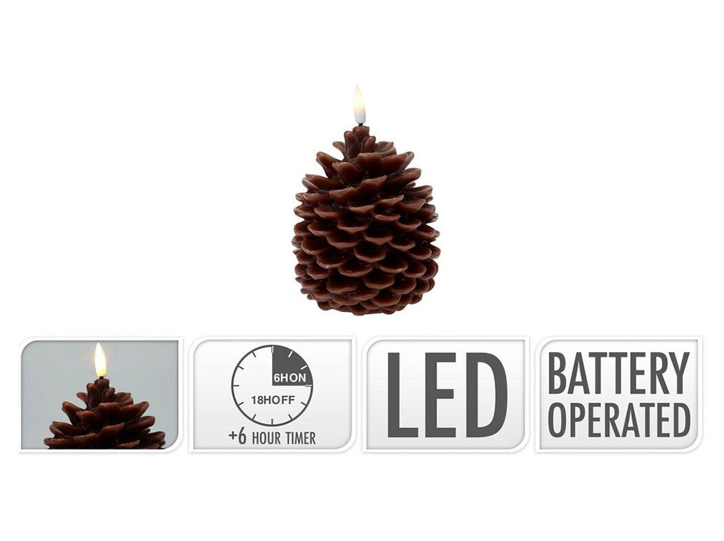 VELA LED PINHA CASTANHO 13CM image number 0