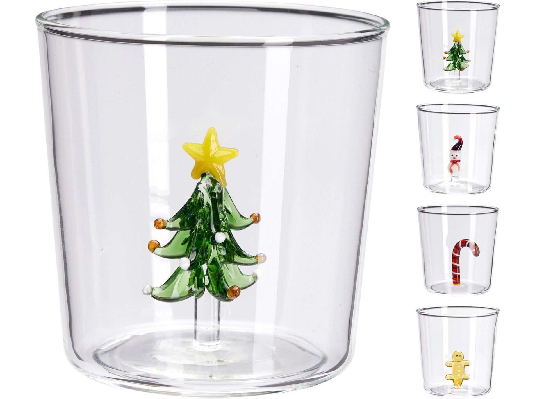 COPO COM FIGURA 3D VIDRO NATAL 35CL MODELOS SORTIDOS image number 1