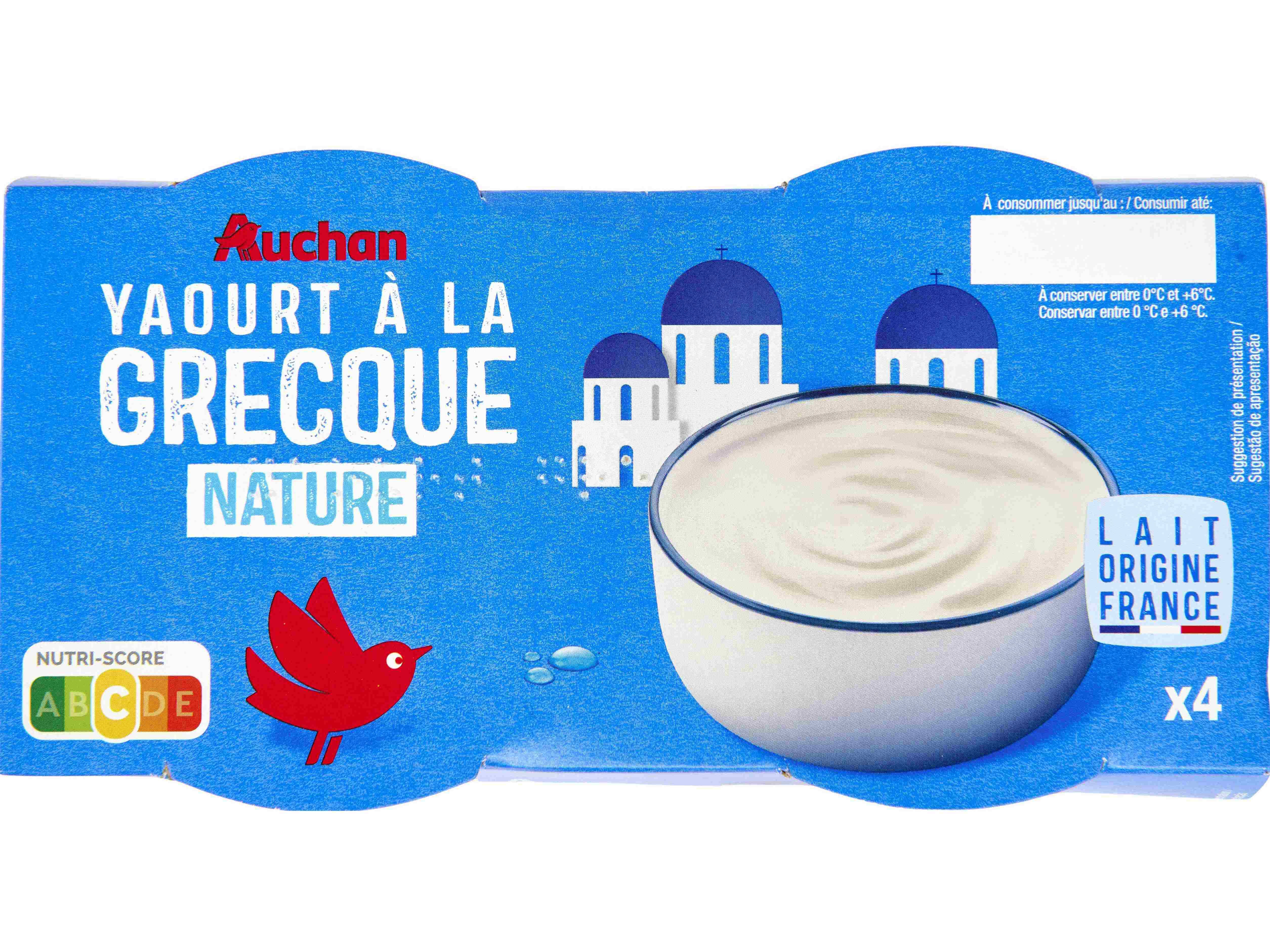 IOGURTE AUCHAN GREGO NATURAL 4X150G image number 1