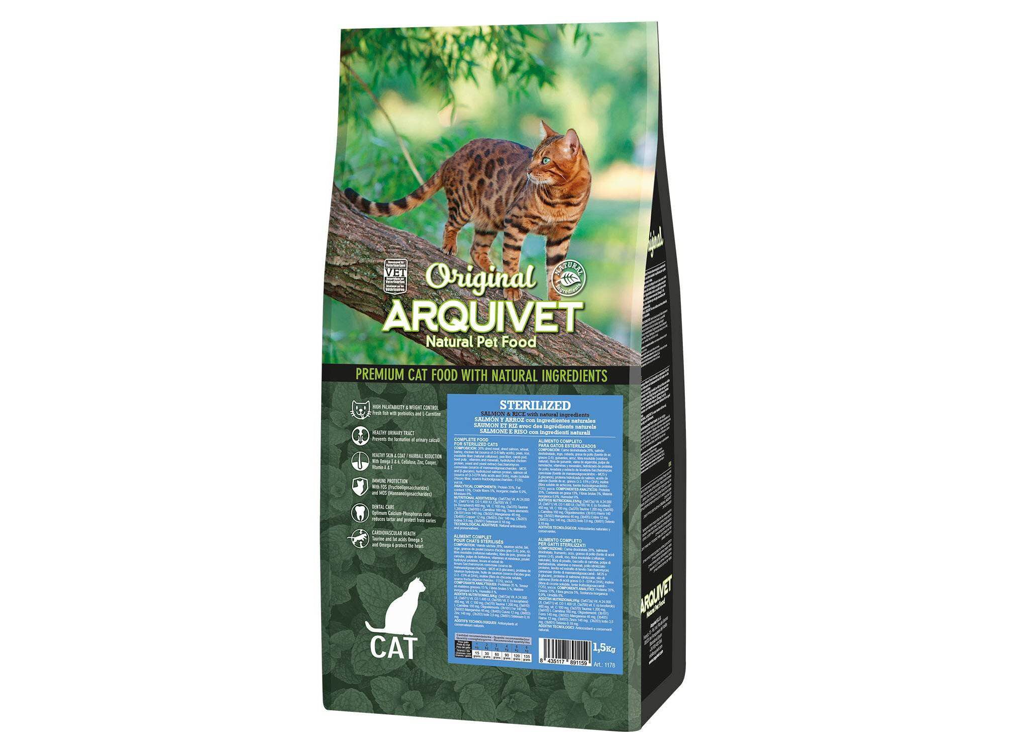 RA&Ccedil;&Atilde;O GATO ARQUIVET ESTERILIZADO SALM&Atilde;O 1.5KG image number 1