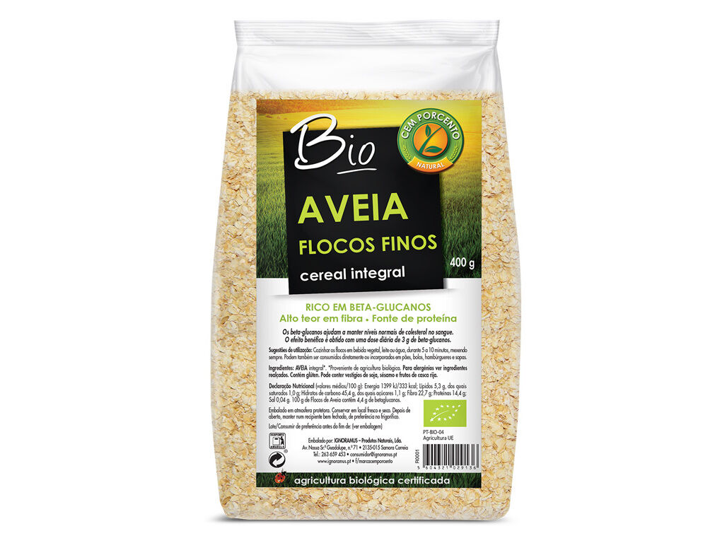 FLOCOS CEM PORCENTO DE AVEIA FINOS BIO 400G