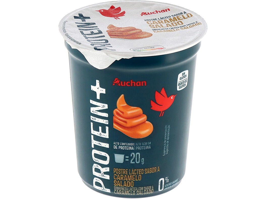 PUDIM PROTEIN+ AUCHAN CARAMELO SALGADO SEM ADI&Ccedil;&Atilde;O A&Ccedil;&Uacute;CAR E SEM GL&Uacute;TEN 200G