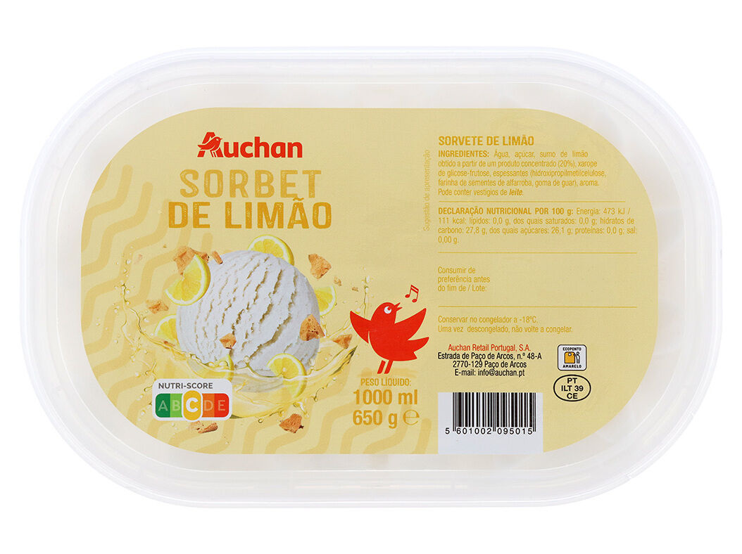 SORBET AUCHAN DE LIM&Atilde;O 1L