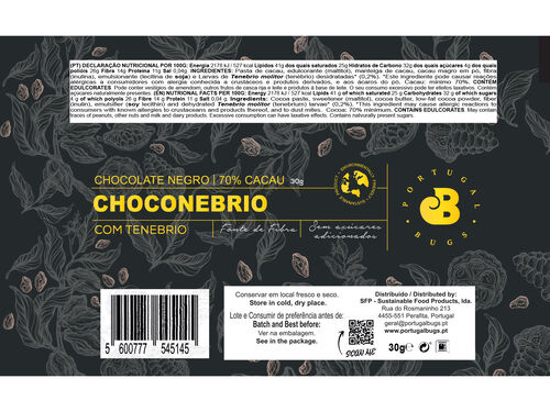 CHOCOLATE PORTUGAL BUGS CHOCONEBRIO NEGRO 30G