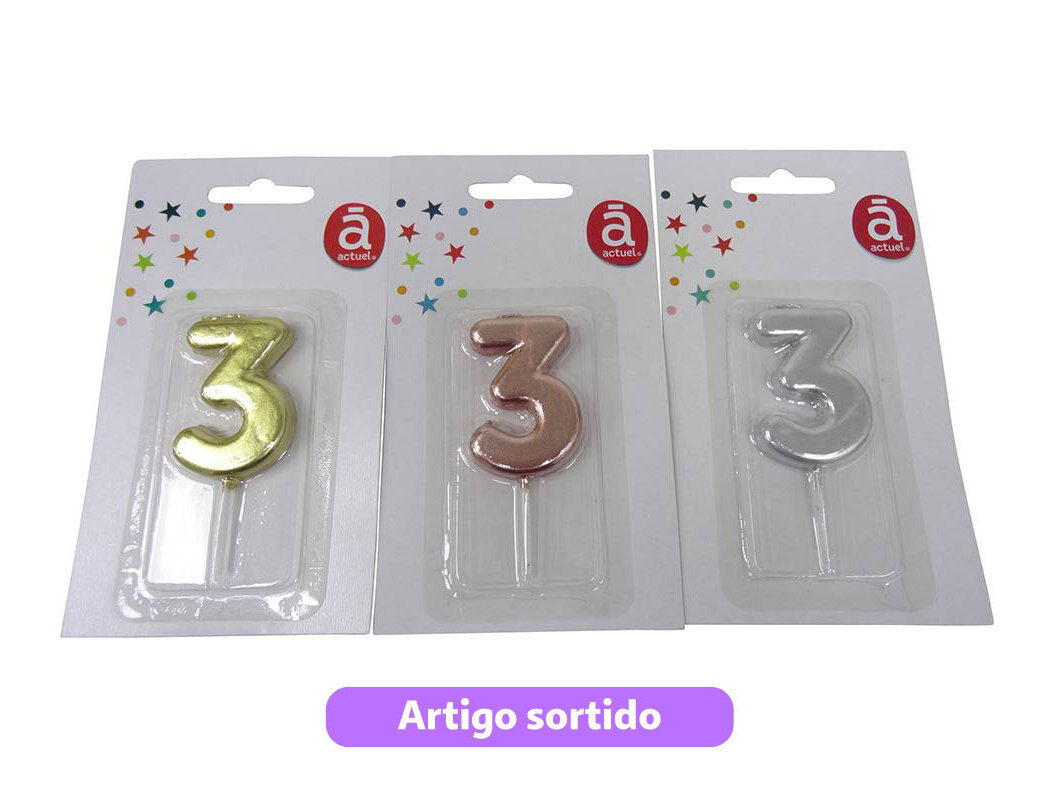 VELA ANIVERS&Aacute;RIO N&ordm;3 ACTUEL CORES SORTIDAS