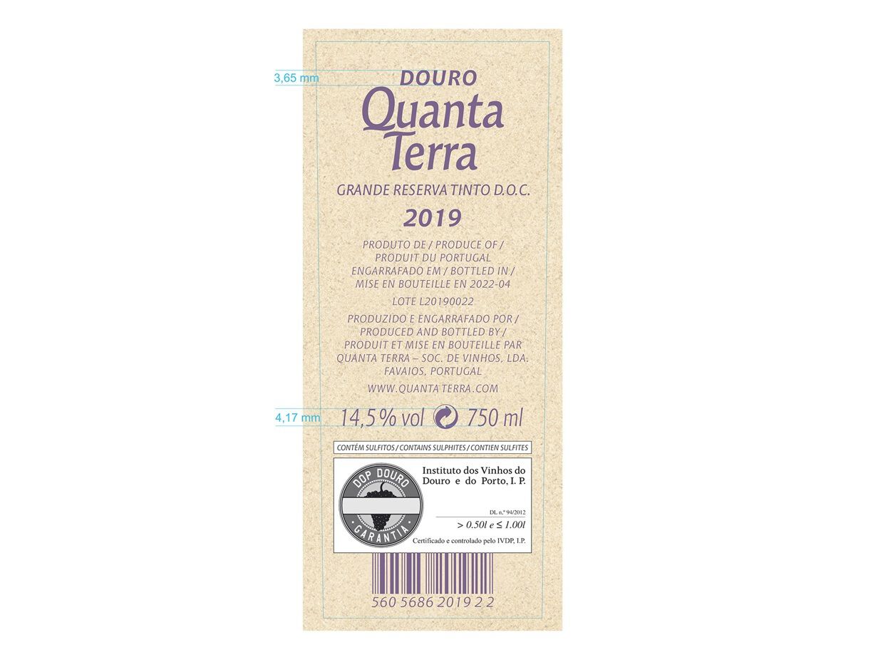 VINHO TINTO QUANTA TERRA GRANDE RESERVA DOURO 0.75L image number 1